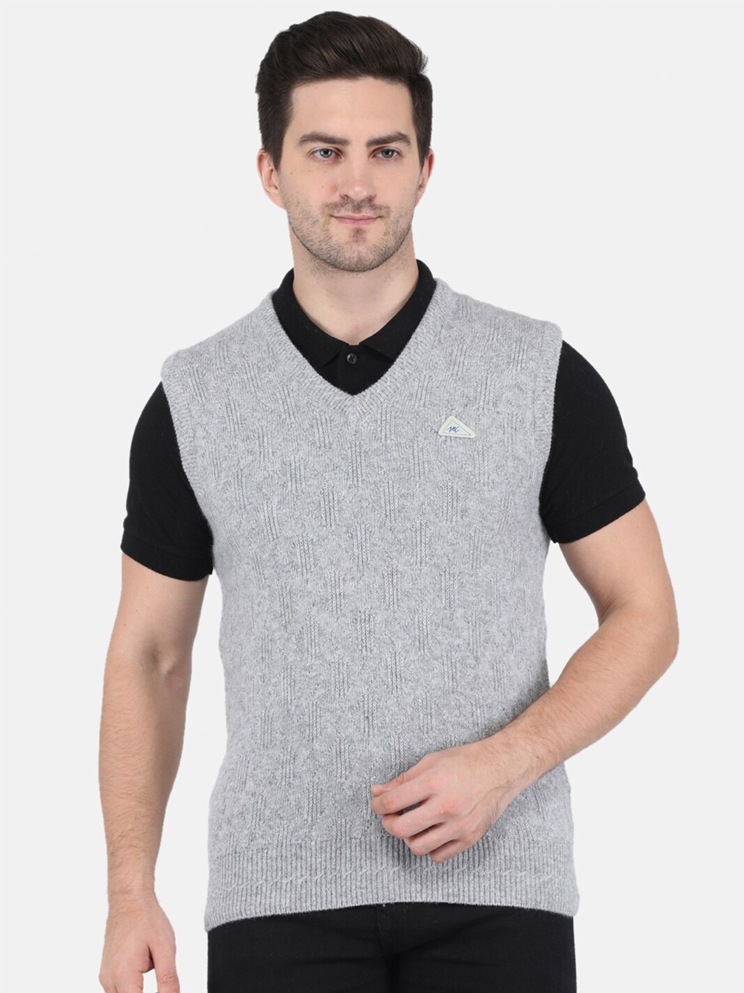 

Monte Carlo Men Grey Cable Knit Wool Sweater Vest