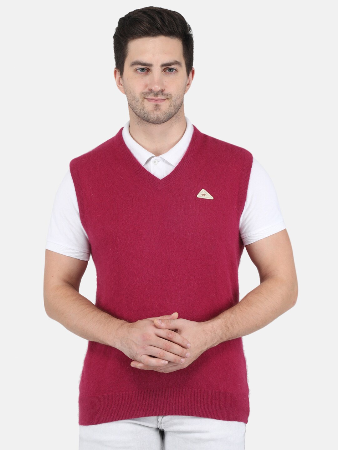 

Monte Carlo Men Maroon Solid V-Neck Wool Sweater Vest