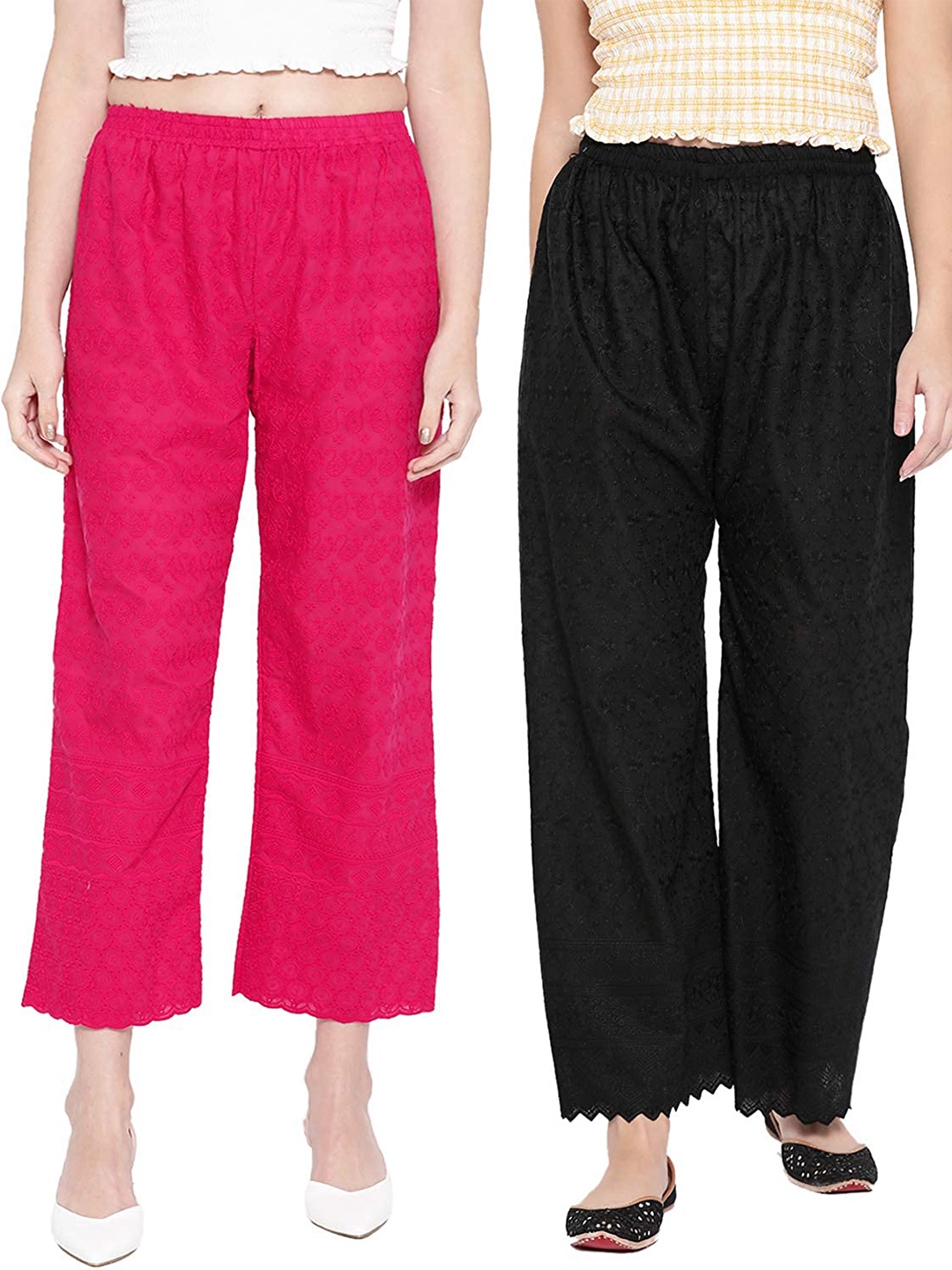 

Vastraa Fusion Women Pack of 2 Pure Cotton Palazzos, Red