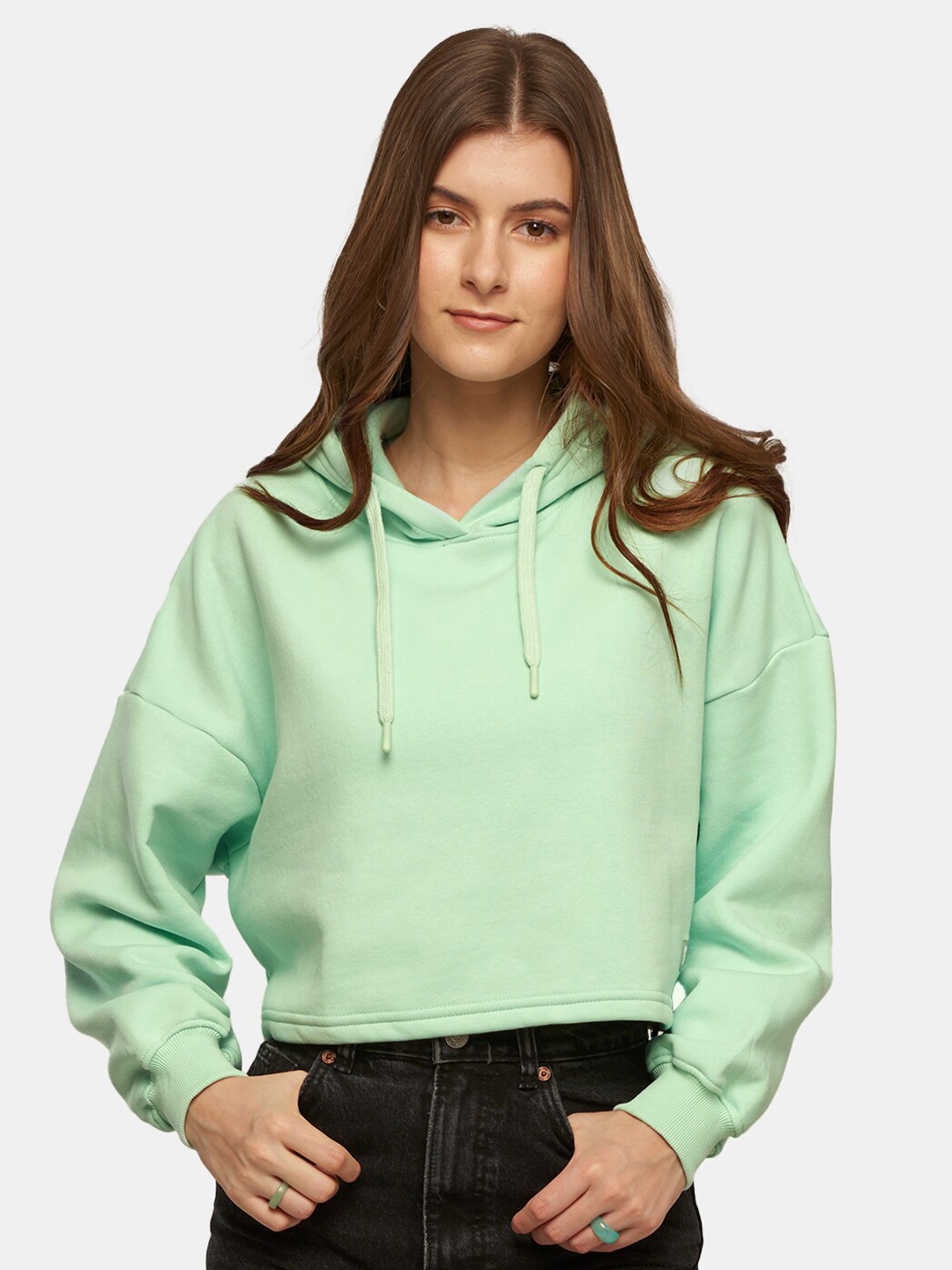 

The Souled Store Women TSS Originals Loose Fit Hooded Pure Cotton Oversized Sweatshirt, Green