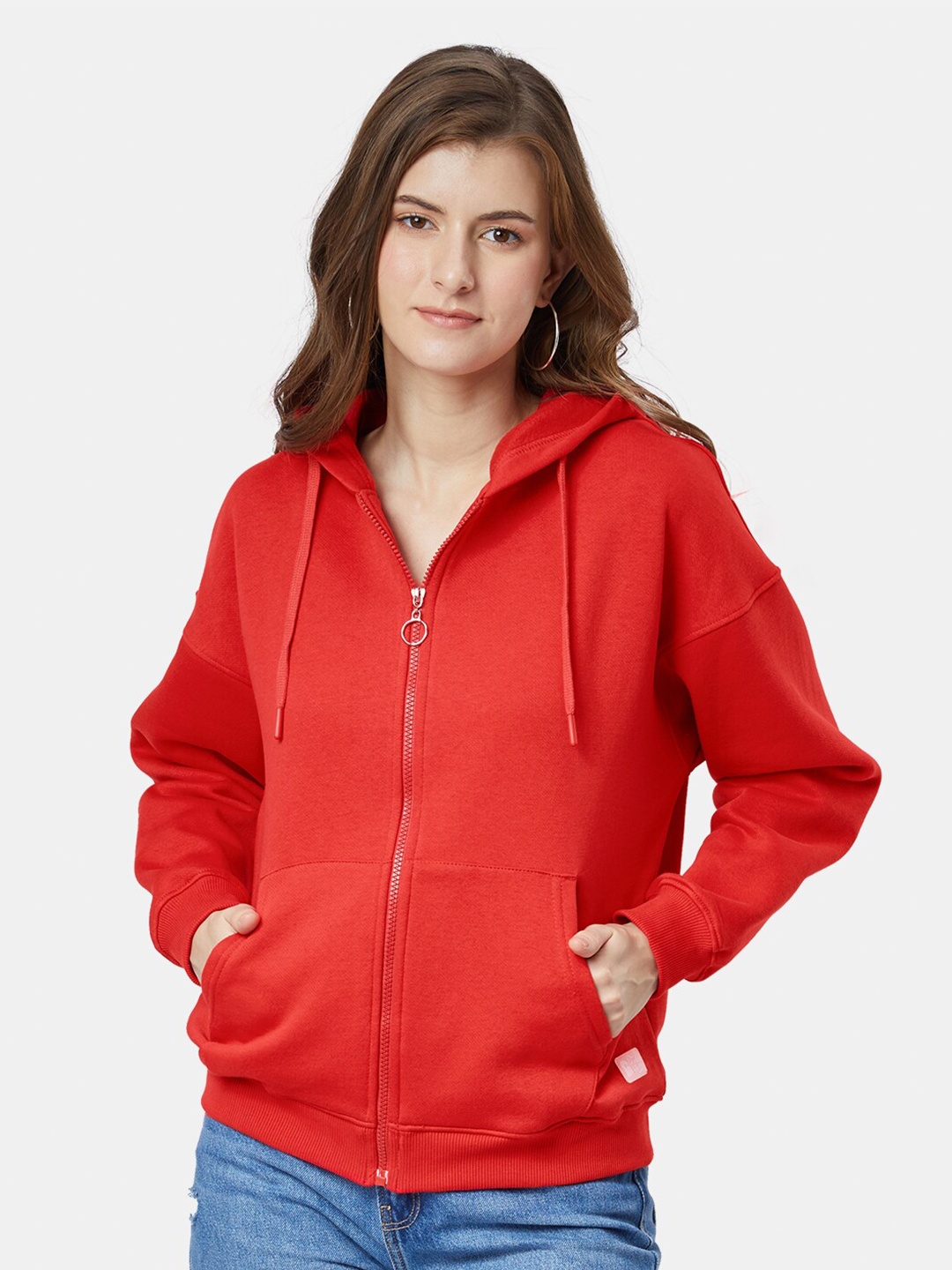 

The Souled Store Women TSS Originals Oversized Hooded Pure Cotton Sweatshirt, Orange