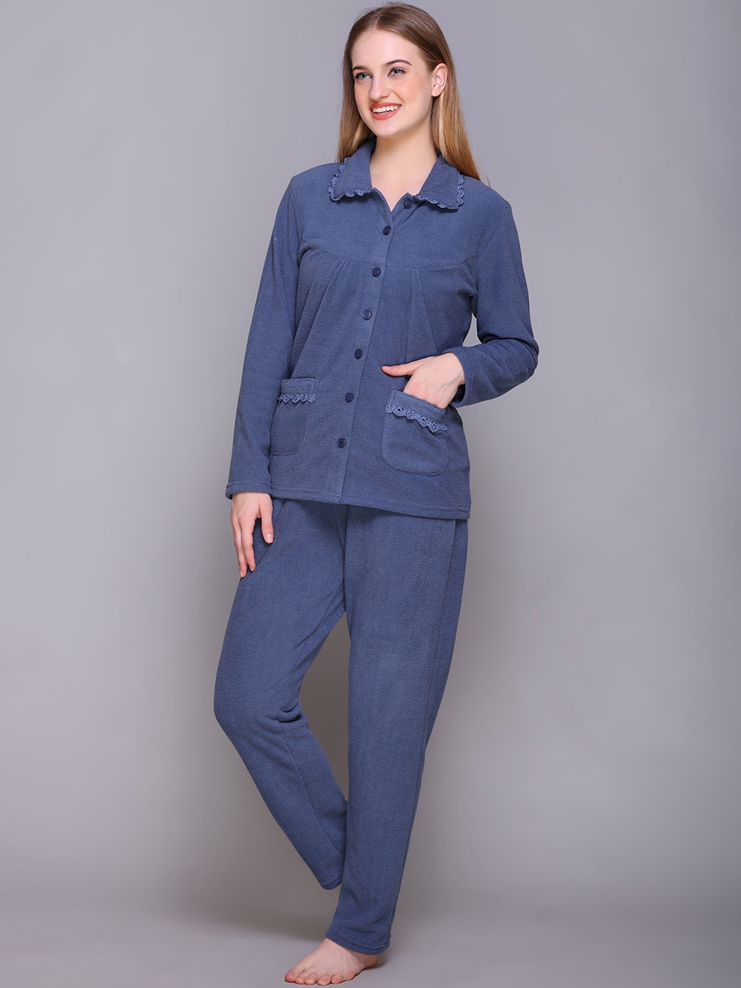 

Kanvin Women Blue Solid Night suit