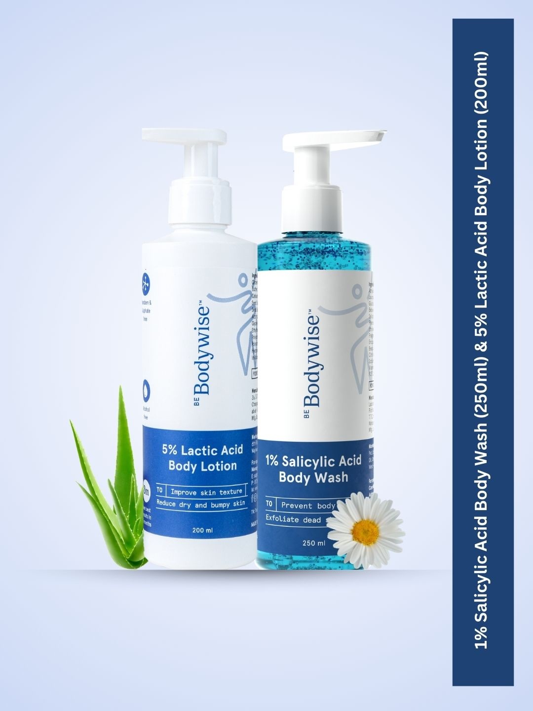 

Be Bodywise Set of 5% Lactic Acid Body Lotion 200ml & 1% Salicylic Acid Body Wash 250ml, Blue