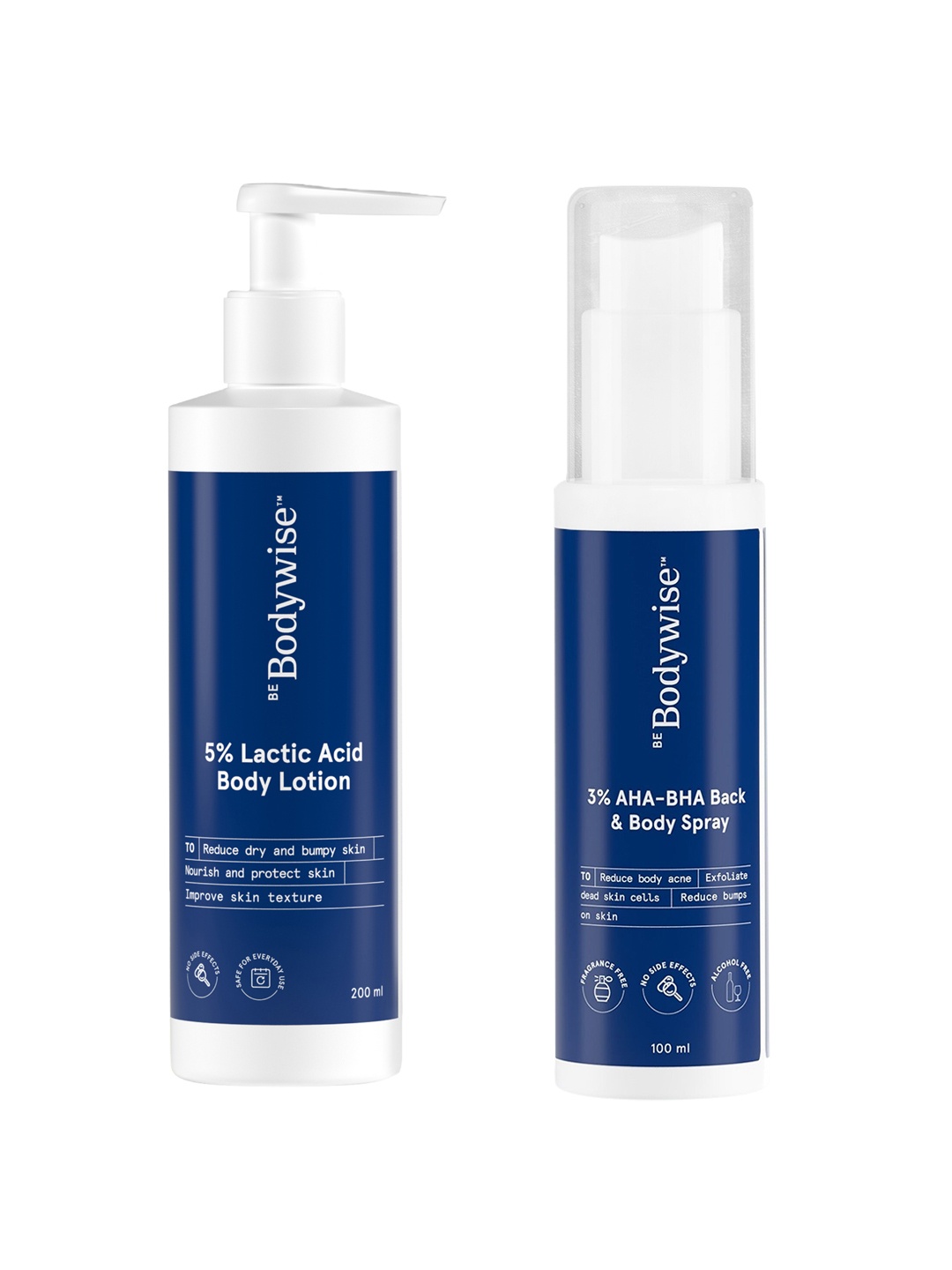 

Be Bodywise Set of 5% Lactic Acid Body Lotion 200ml & 3% AHA BHA Back & Body Spray 100ml, Blue