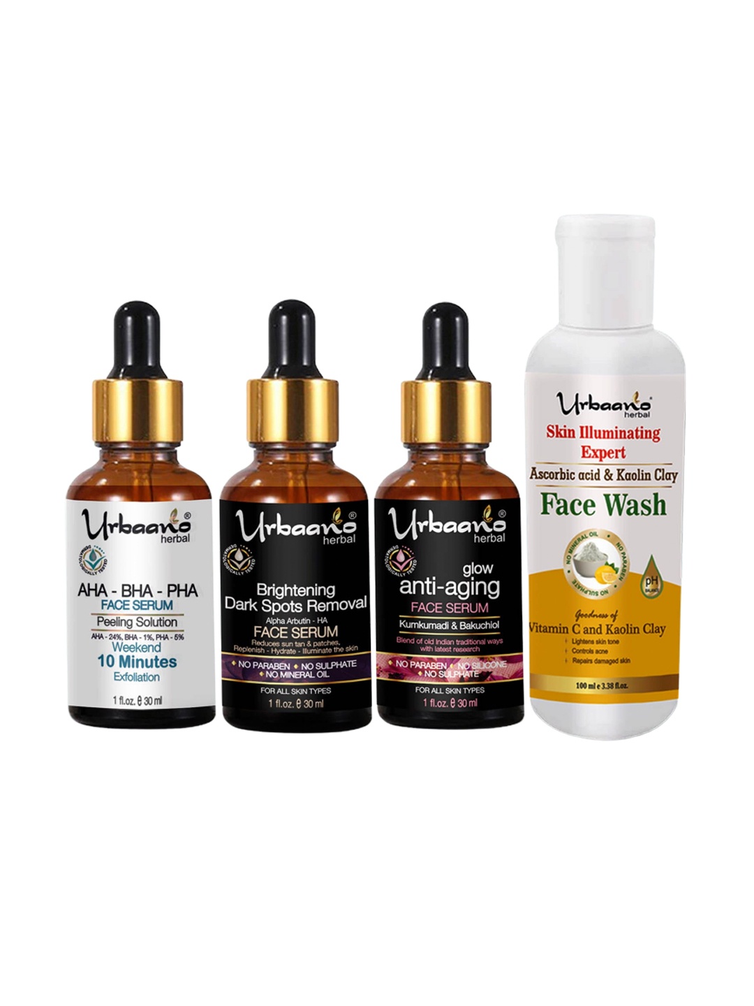 

Urbaano Herbal Set Of 4 AHA BHA Peeling Serum Skin Care Kit-605, Multi