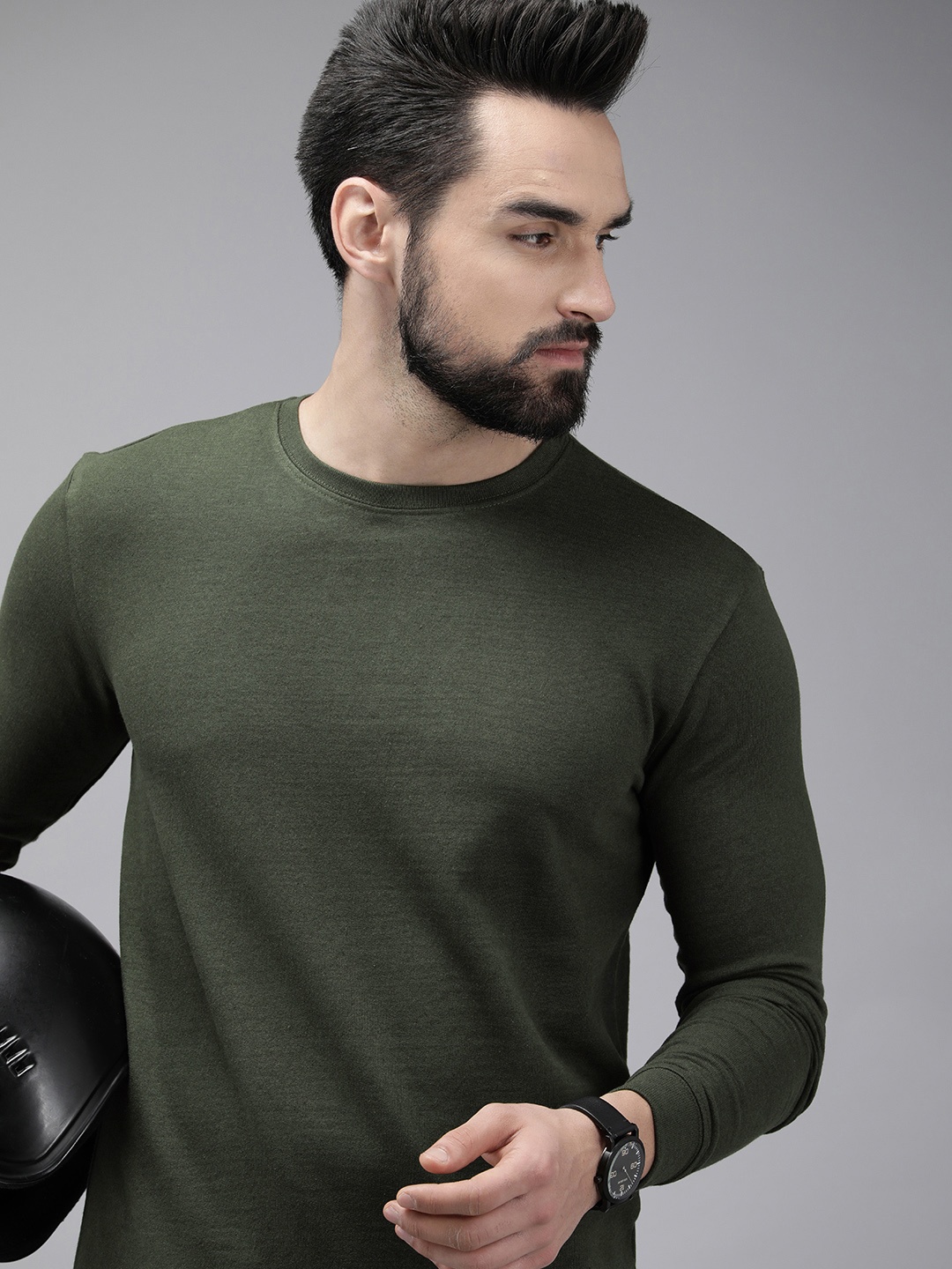 

Roadster Men Olive Green Sweatshirt