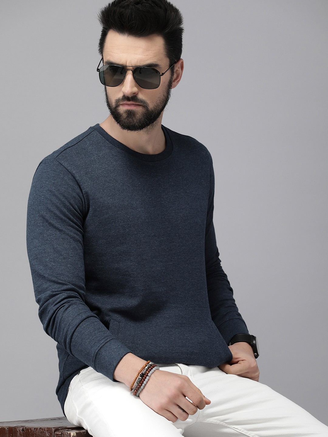 

Roadster Men Blue Solid Sweatshirt