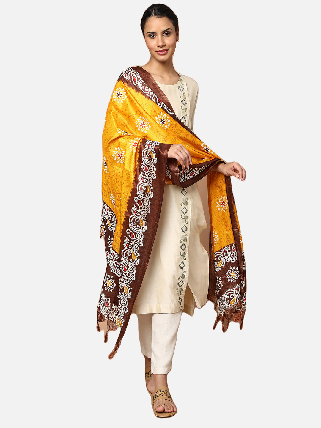 

SALWAR STUDIO Women Ethnic Motifs Printed Dupatta, Mustard