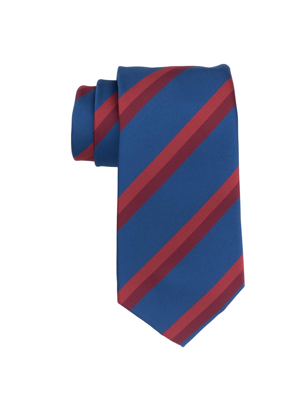 

The Tie Hub Men Blue & Red Striped Bamboo Silk Broad Tie