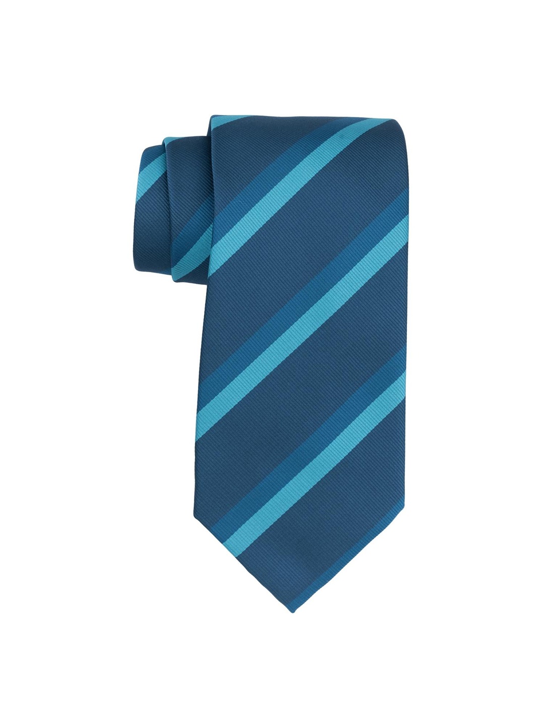 

The Tie Hub Men Blue Striped Bamboo Silk Skinny Tie