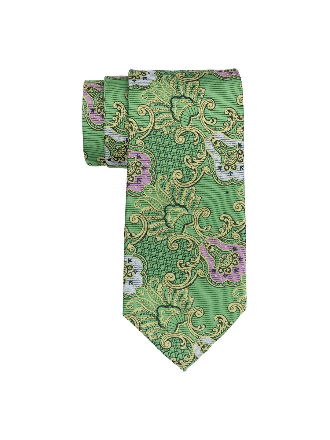 

The Tie Hub Men Green & Yellow Woven Design Broad Tie