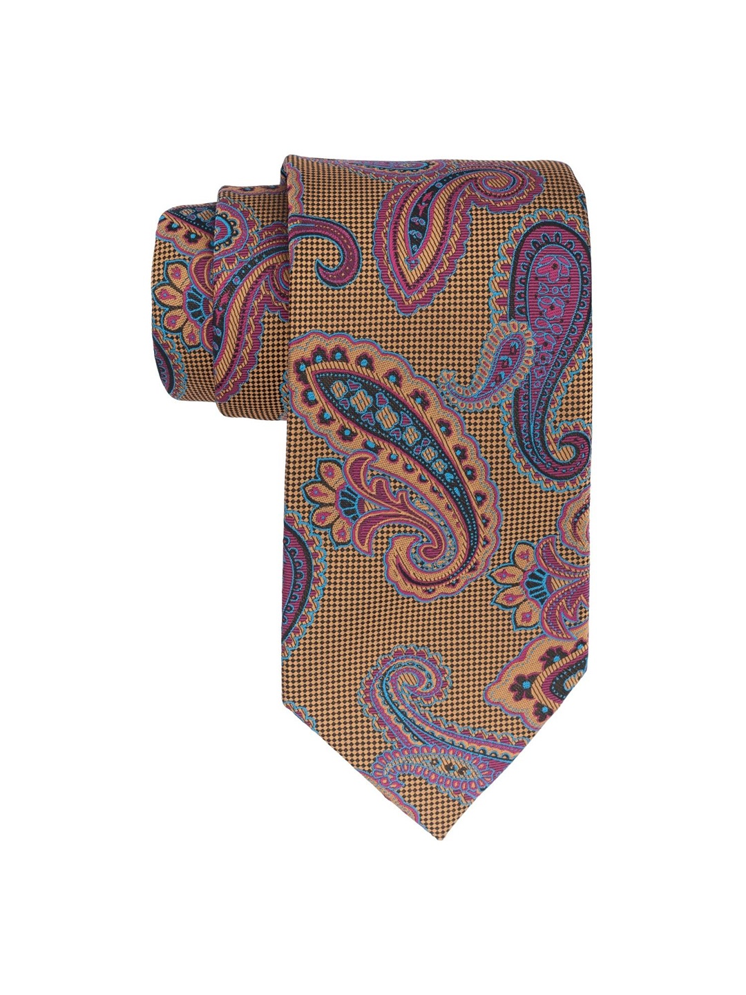 

The Tie Hub Men Orange & Blue Printed Bamboo Silk Broad Tie