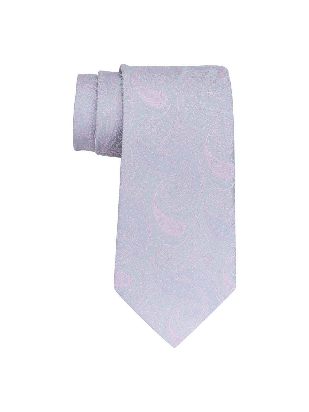 

The Tie Hub Men Pink & Grey Printed Broad Tie