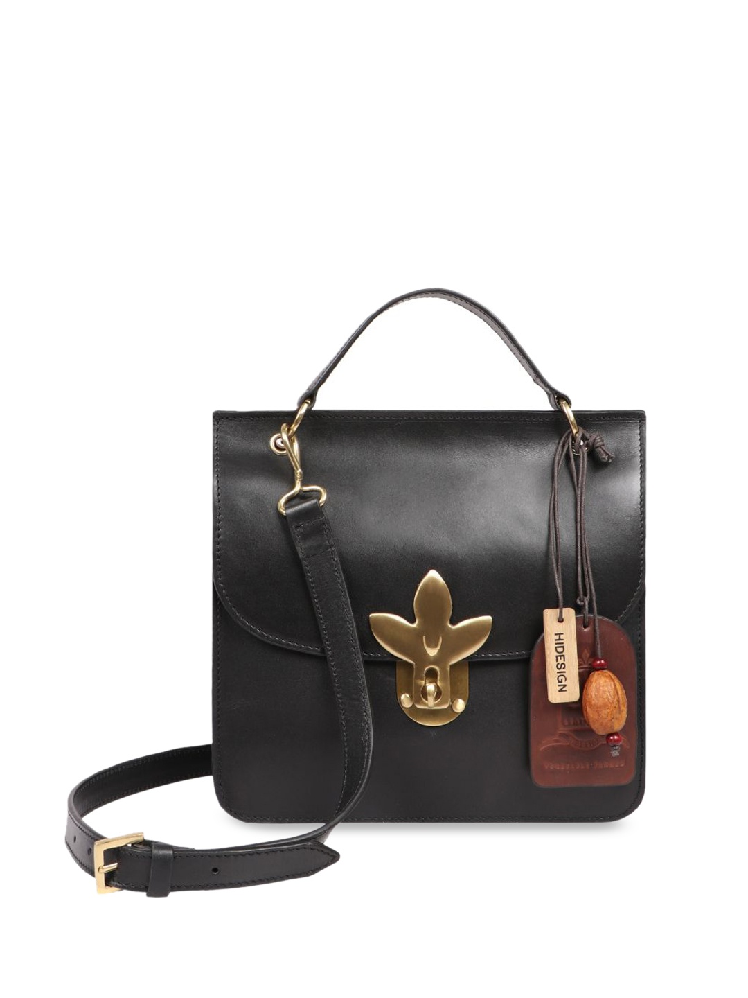 

Hidesign Black Leather Structured Handheld Bag