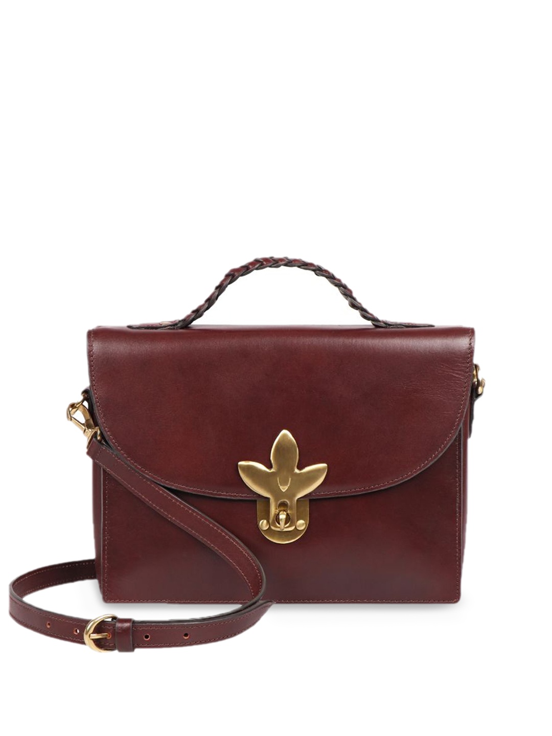 

Hidesign Women Brown Leather Structured Sling Bag with Bow Detail