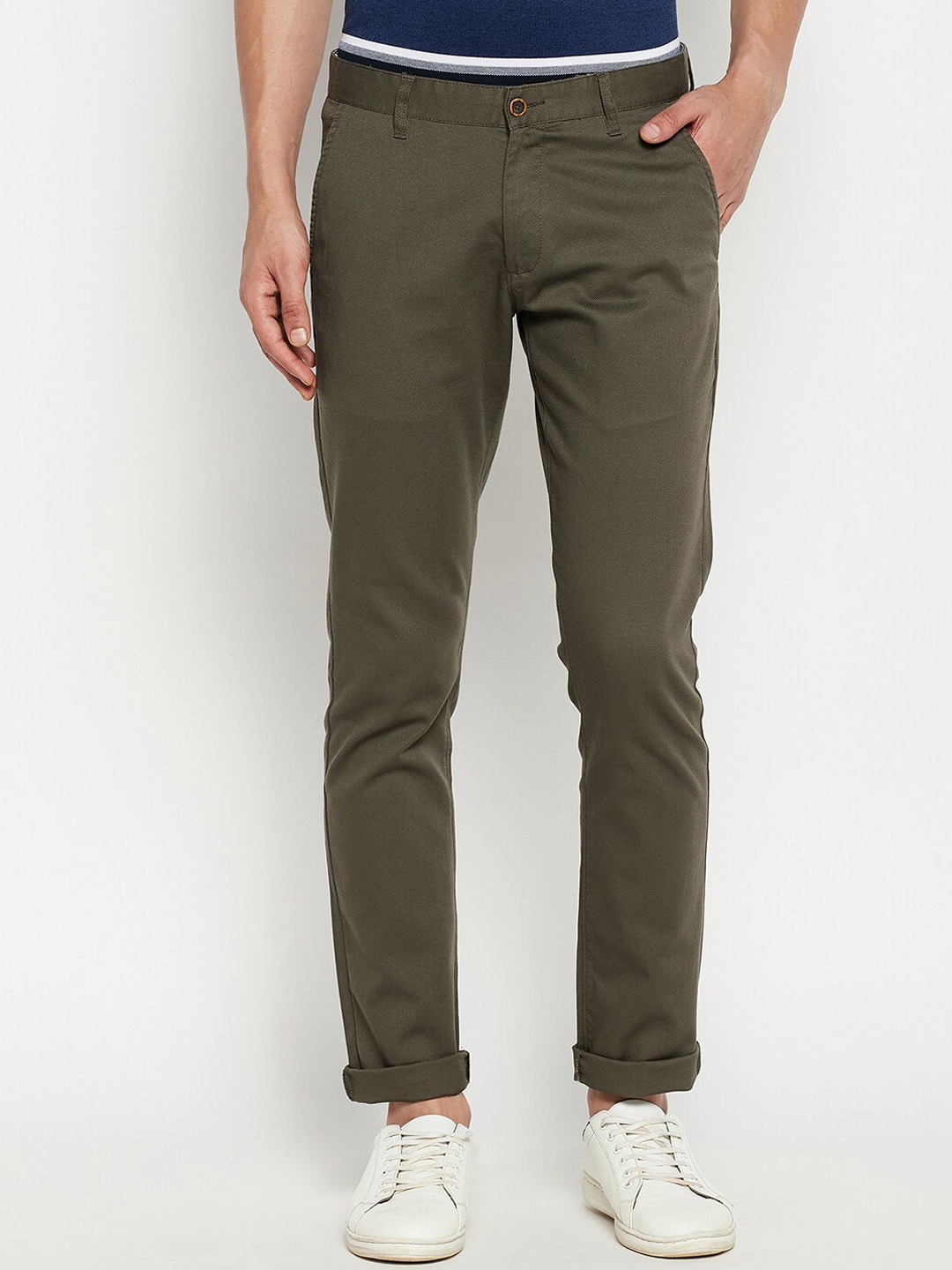 

Duke Men Olive Green Slim Fit Trousers