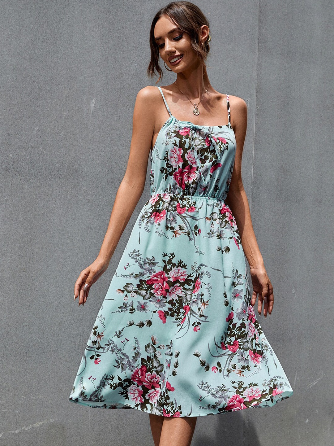 

La Aimee Green Floral Midi Dress