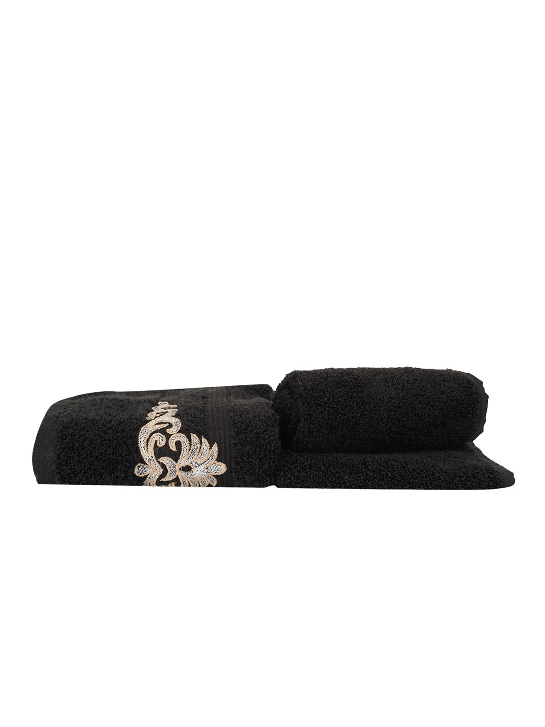 

LUSH & BEYOND Set Of 3 Black Solid Pure Cotton 500 GSM Towels Set
