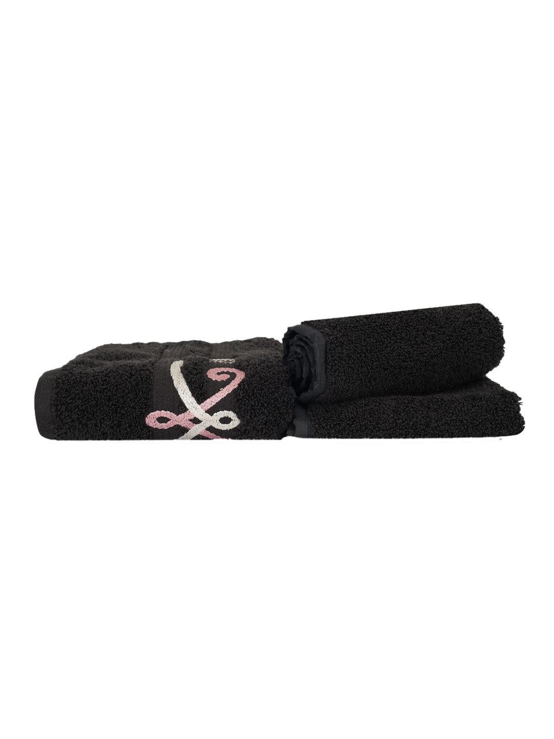 

LUSH & BEYOND Set Of 3 Charcoal Solid 500 GSM Pure Cotton Towels Set, Black