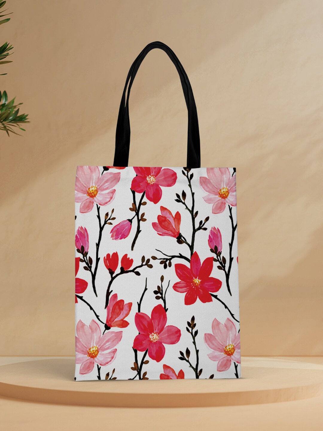 

Crazy Corner Women White Floral Printed Oversized Shopper Tote Bag