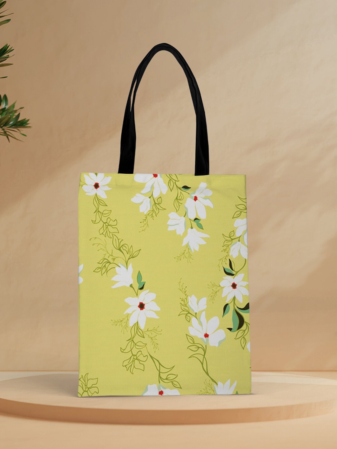 

Crazy Corner Yellow Floral Printed Structured Tote Bag