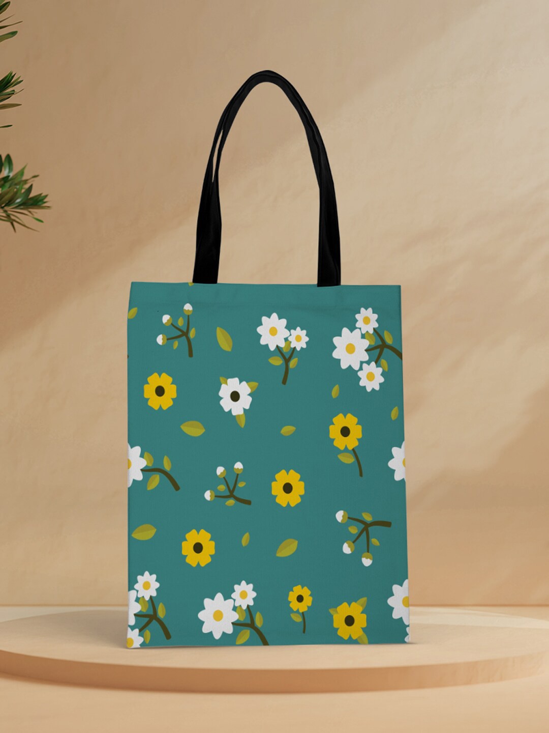 

Crazy Corner Green Printed Shopper Tote Bag