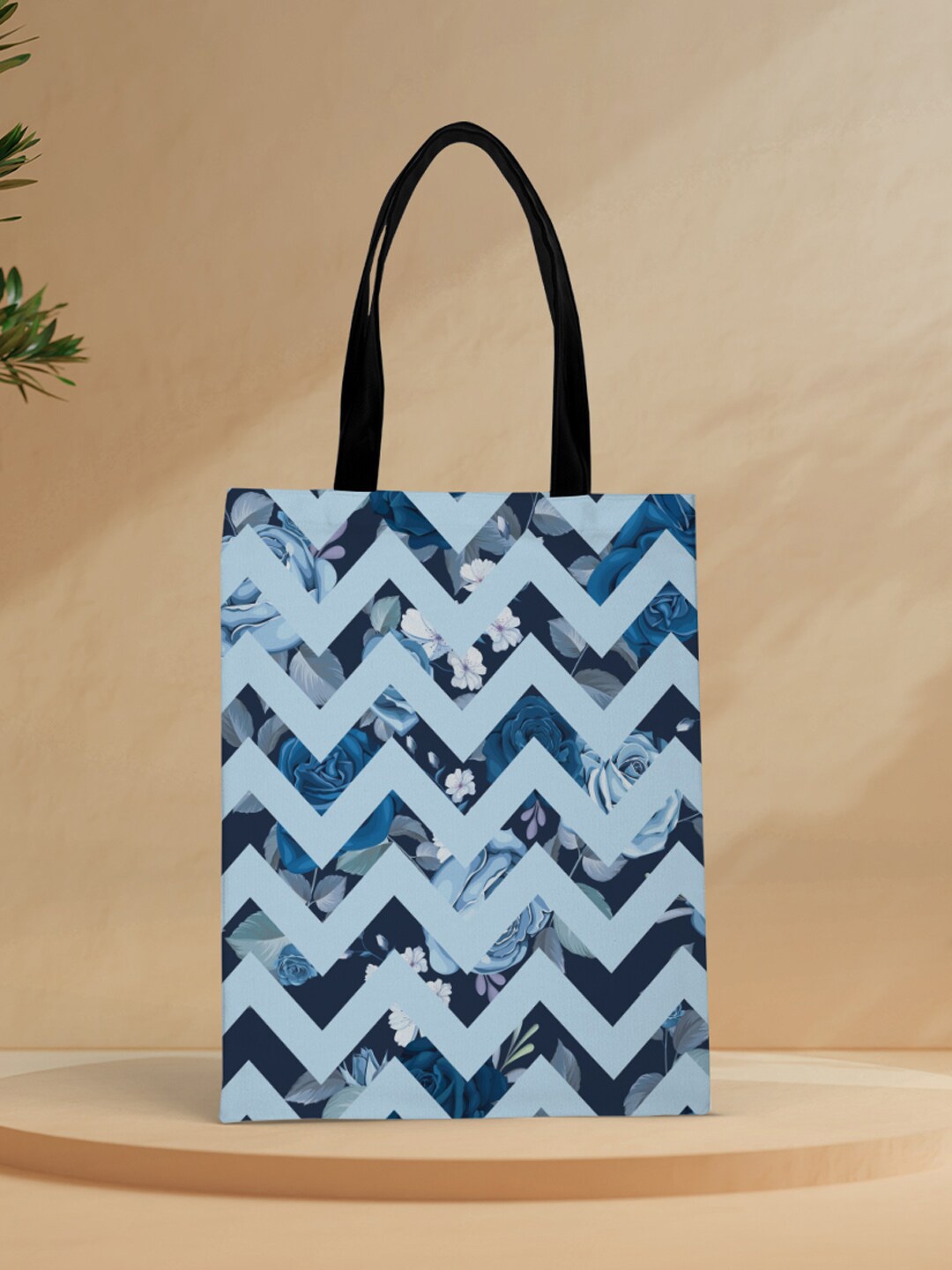 

Crazy Corner Blue Roses Printed Shopper Tote Bag