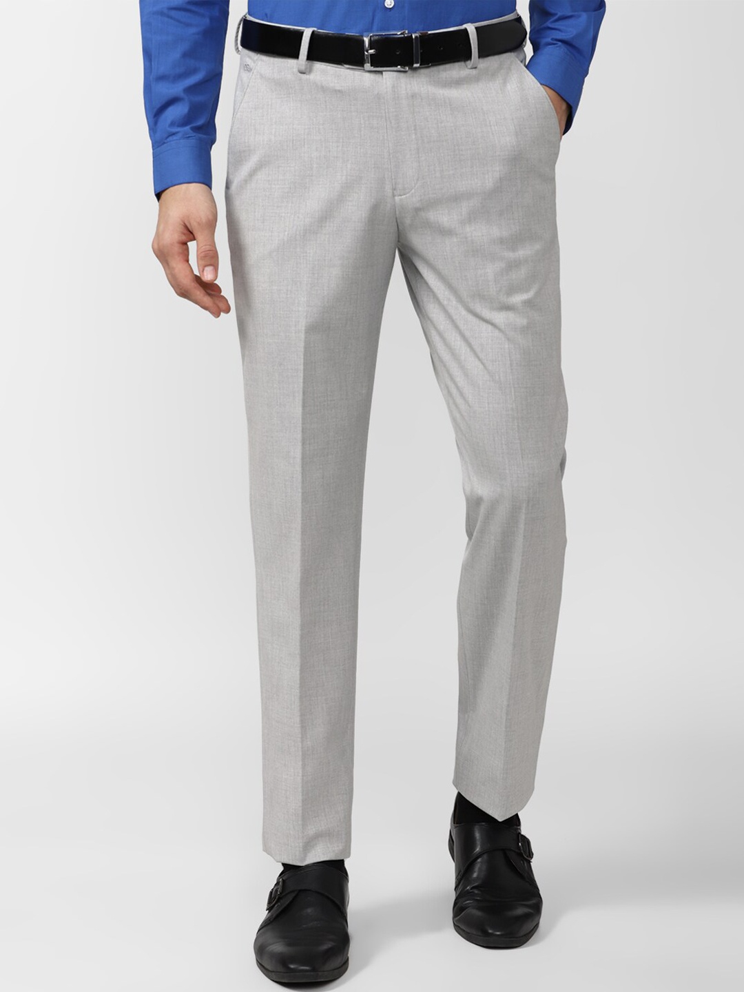 

Peter England Elite Men Grey Slim Fit Solid Trousers