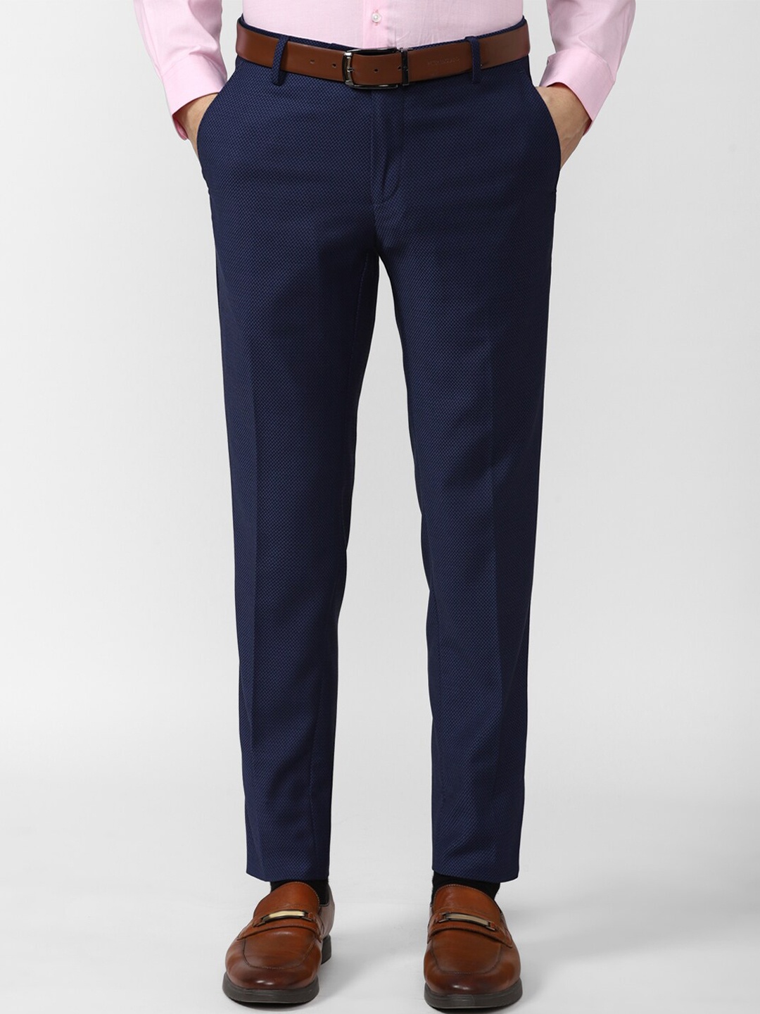 

Peter England Elite Men Navy Blue Slim Fit Trousers