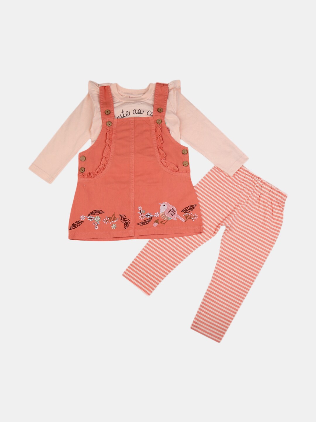 

V-Mart Girls Orange & Peach-Coloured Printed Pure Cotton Tunic with Pyjama