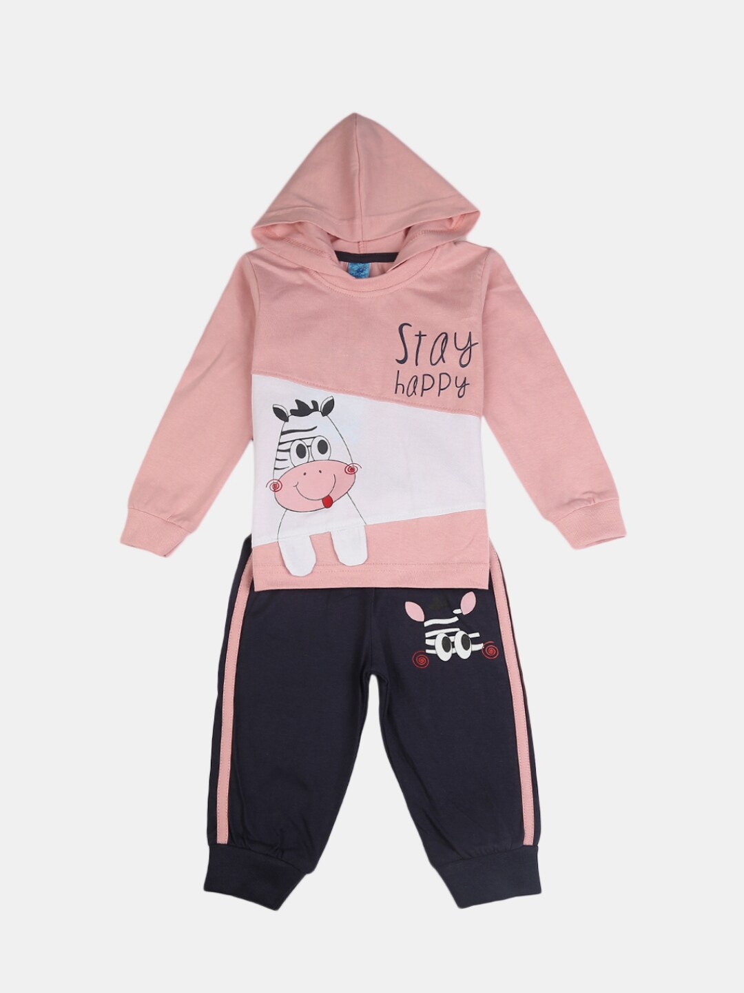 

V-Mart Unisex Kids Printed Hooded T-shirt with Pyjamas, Peach