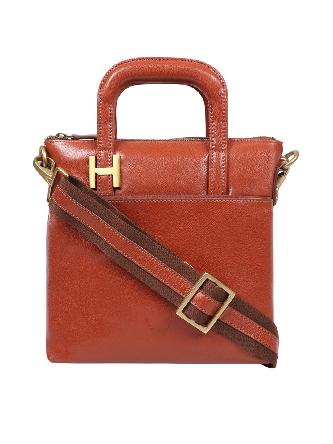 

Hidesign Men Tan & Gold-Toned Messenger Bag