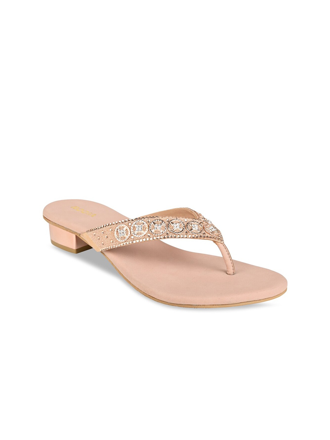 

Rocia Women Rose Gold Embellished Ethnic Open Toe Flats