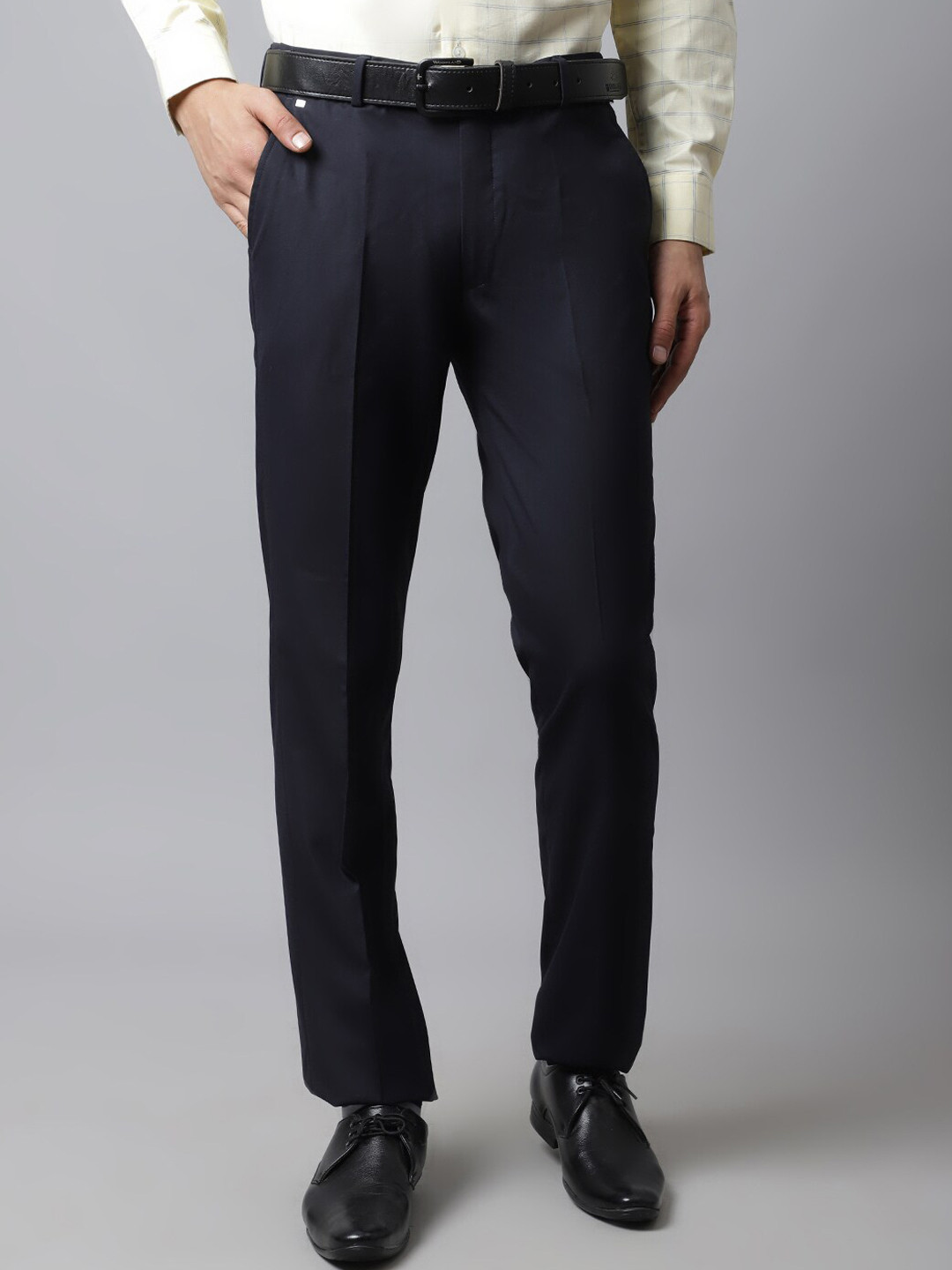 

Cantabil Men Formal Trousers, Navy blue