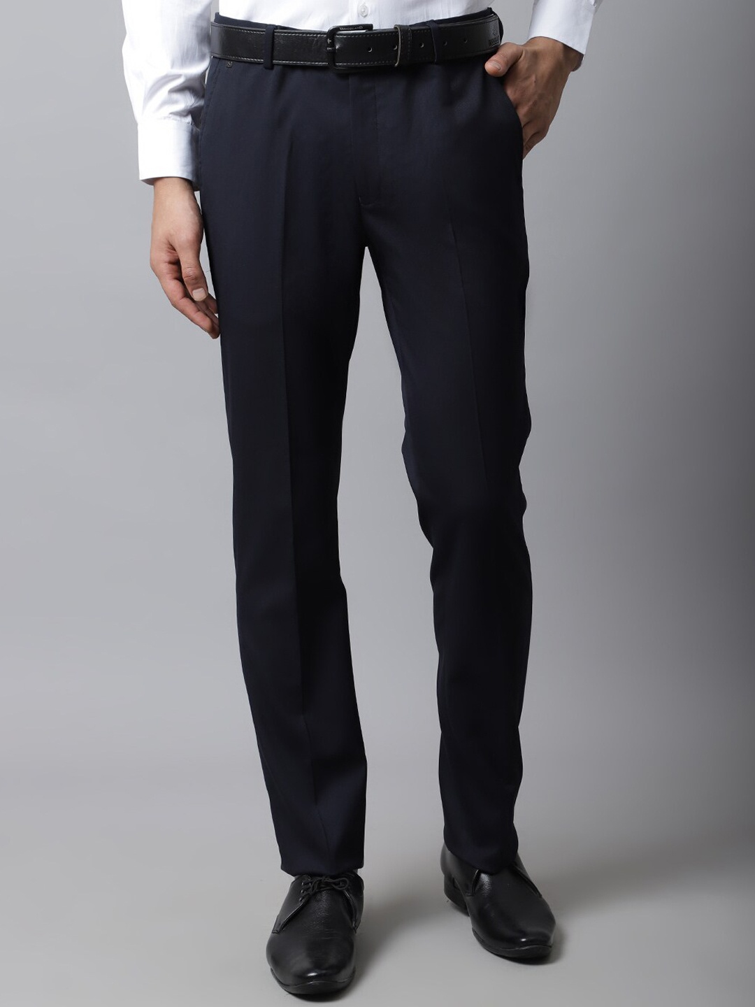 

Cantabil Men Formal Trousers, Navy blue