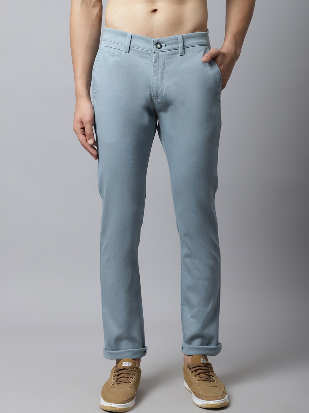 

Cantabil Men Blue Cotton Chinos Trousers