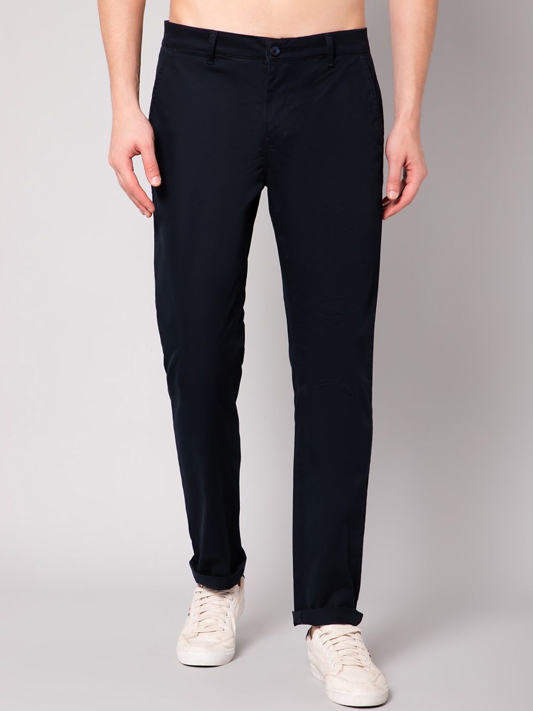 

Cantabil Men Navy Blue Cotton Trousers
