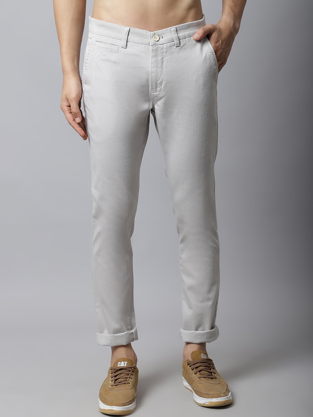 

Cantabil Men Grey Trousers