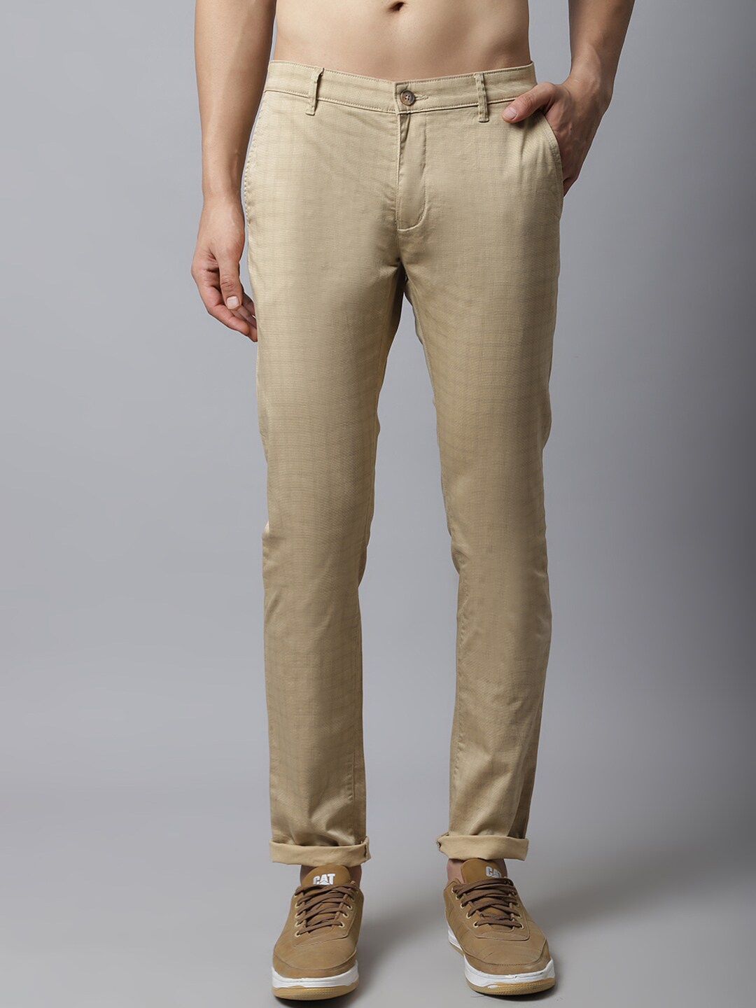 

Cantabil Men Khaki Casual Trousers
