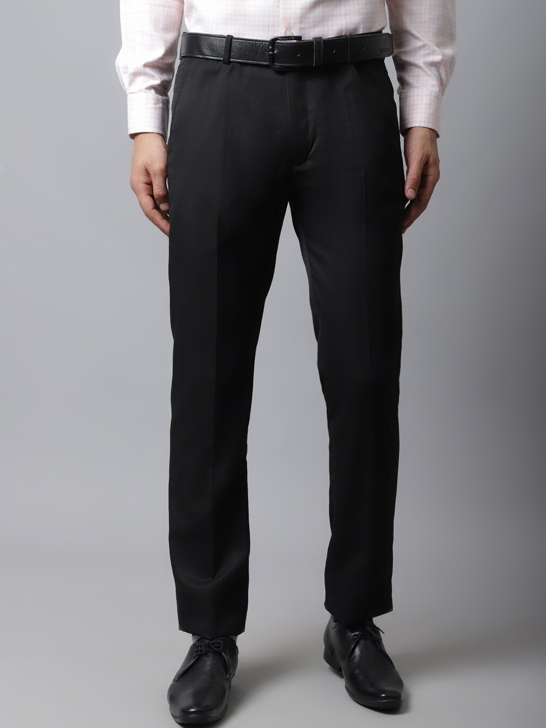 

Cantabil Men Black Cotton Trousers