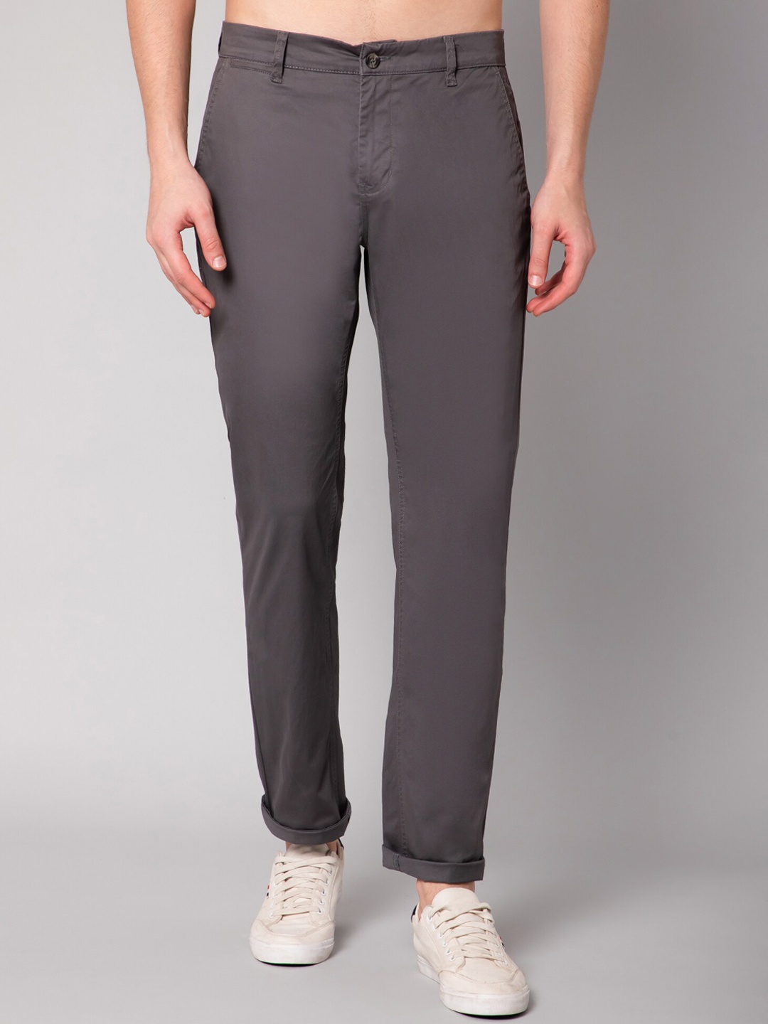 

Cantabil Men Grey Casual Trousers