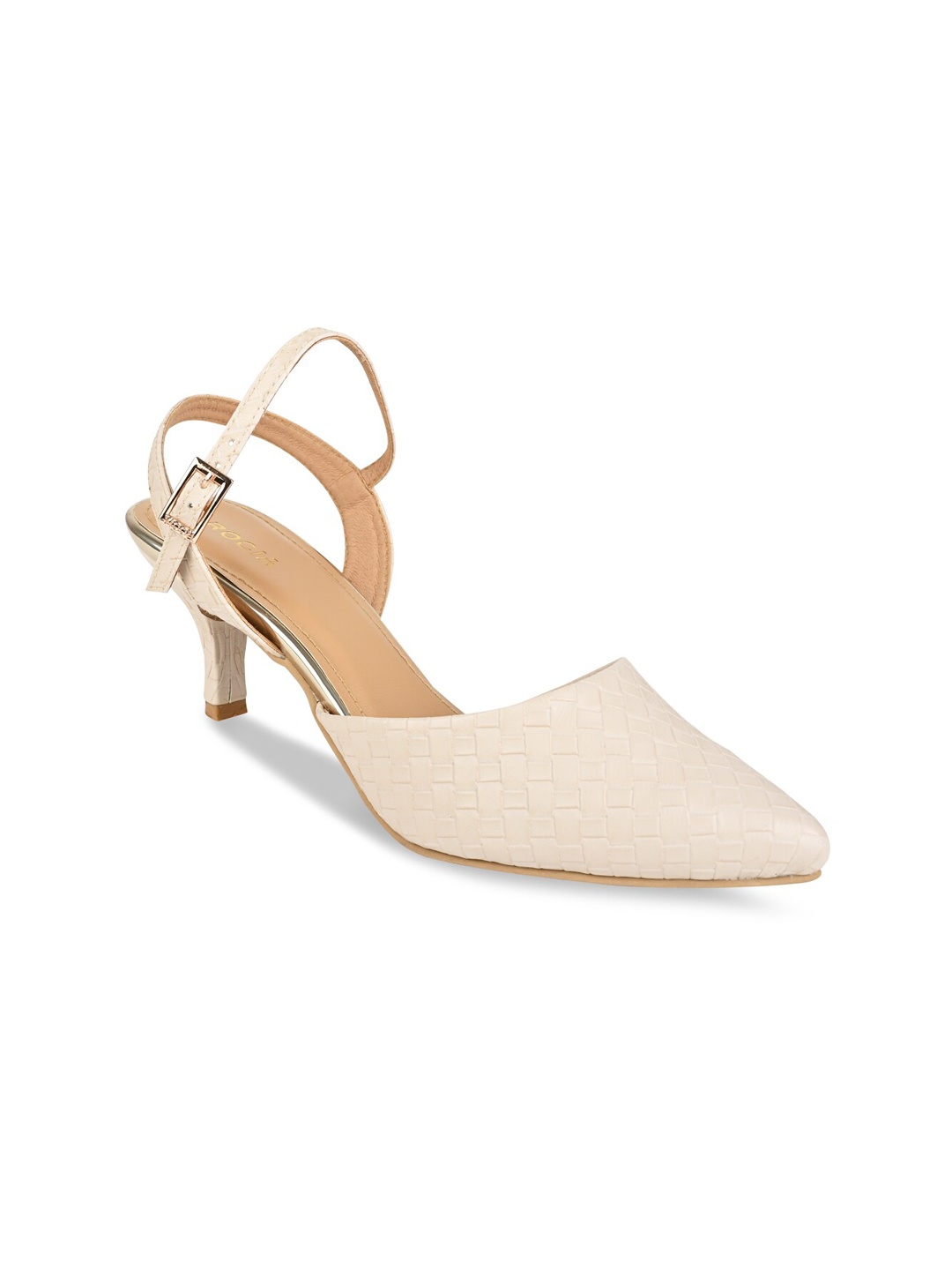 

Rocia Beige Textured Kitten Pumps