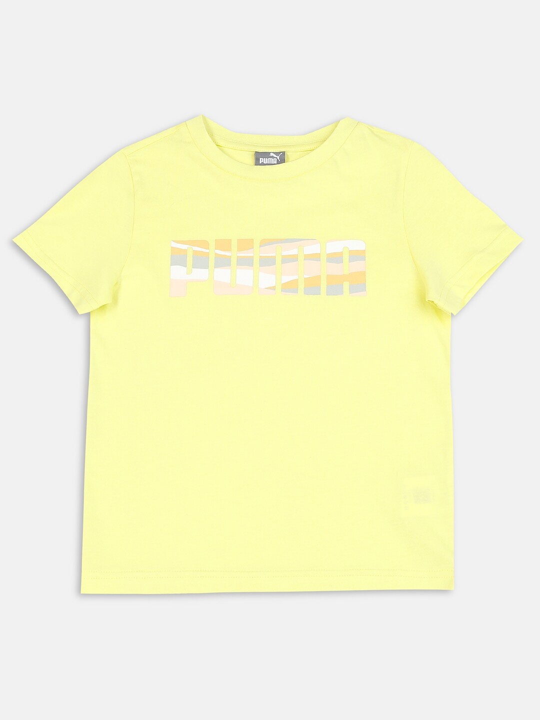 

Puma Kids Yellow Cotton 67444129-Lemon Sherbert Printed T-shirt