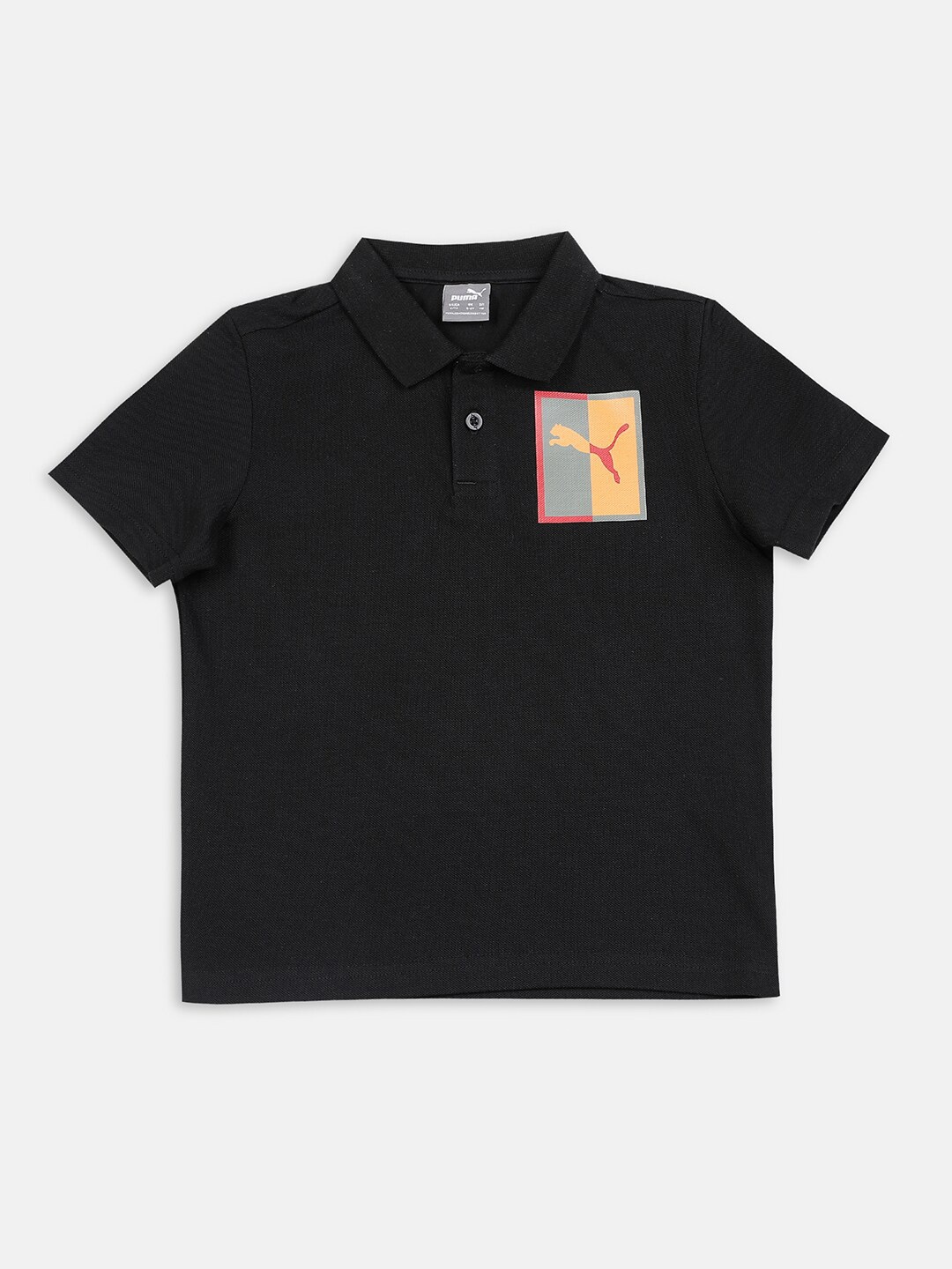 

Puma Kids Black PUMA Graphic Youth Polo Cotton Printed Tshirt