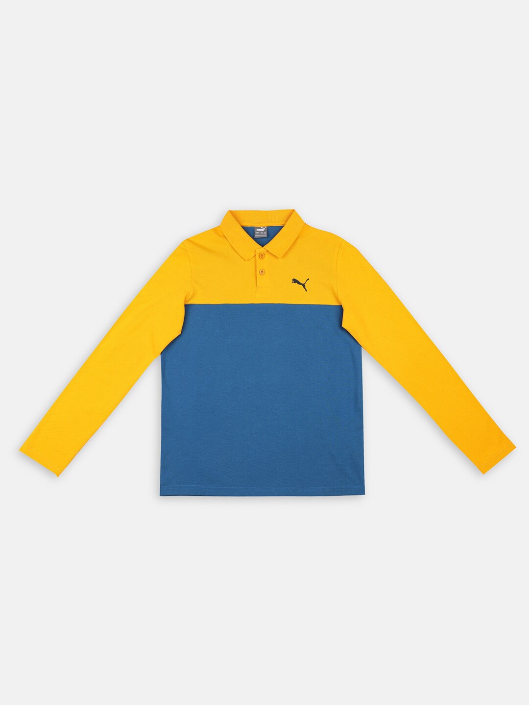 

Puma Boys Colourblocked Polo Collar Regular Fit T-shirt, Blue