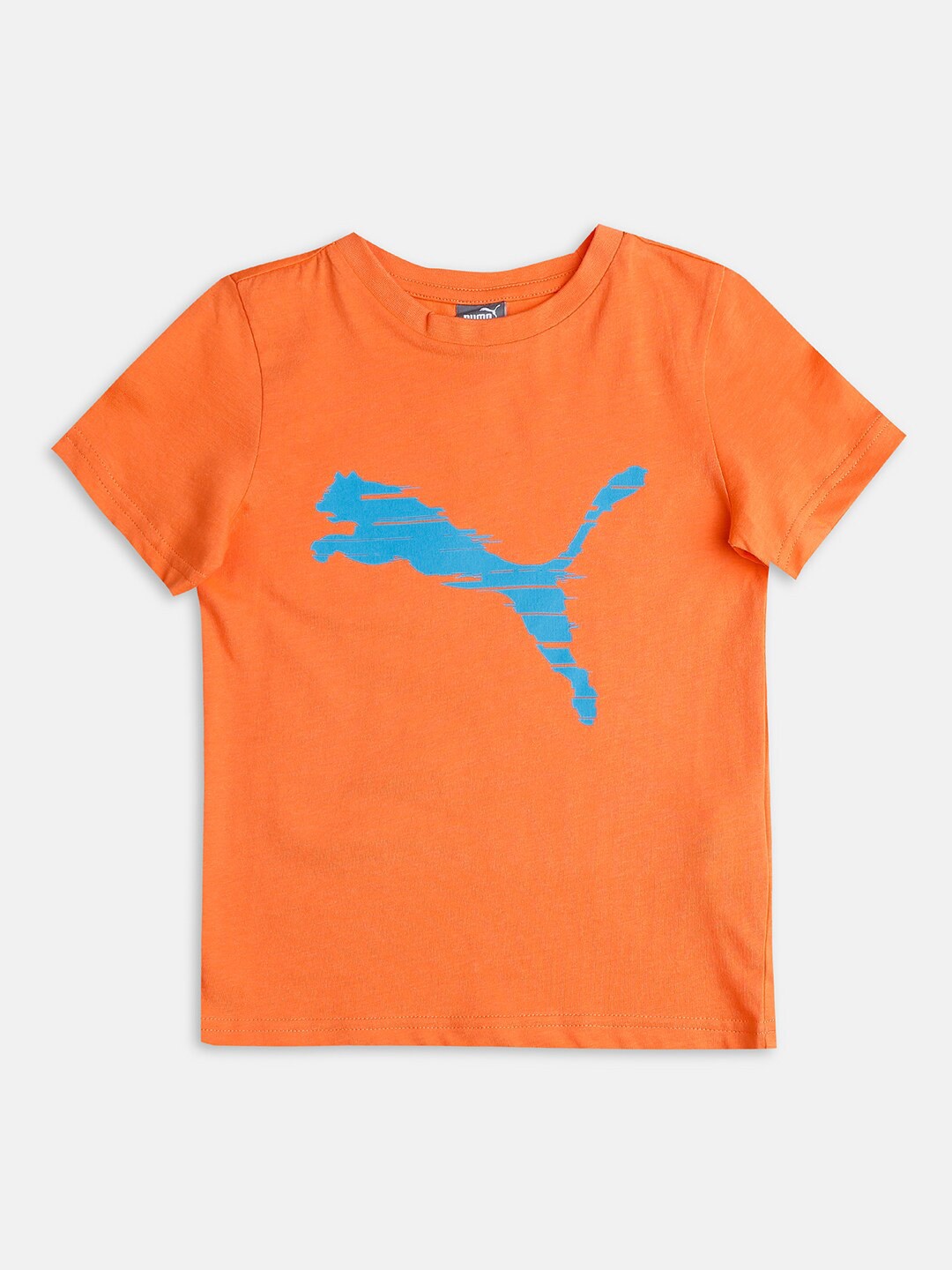 

Puma Boys Orange & Blue Cat Logo Printed Youth T-shirt
