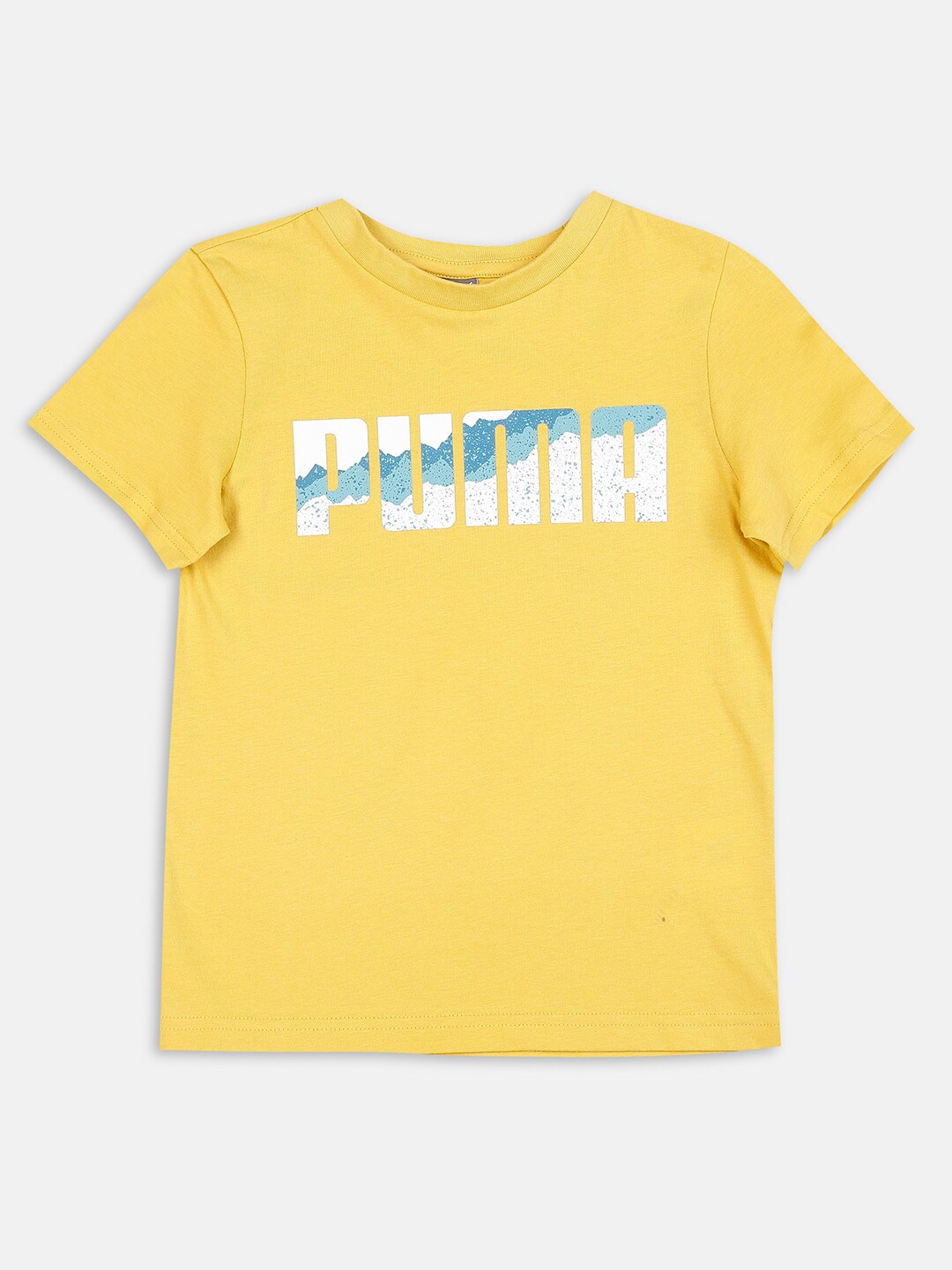 

Puma Boys Yellow & White Typography T-shirt