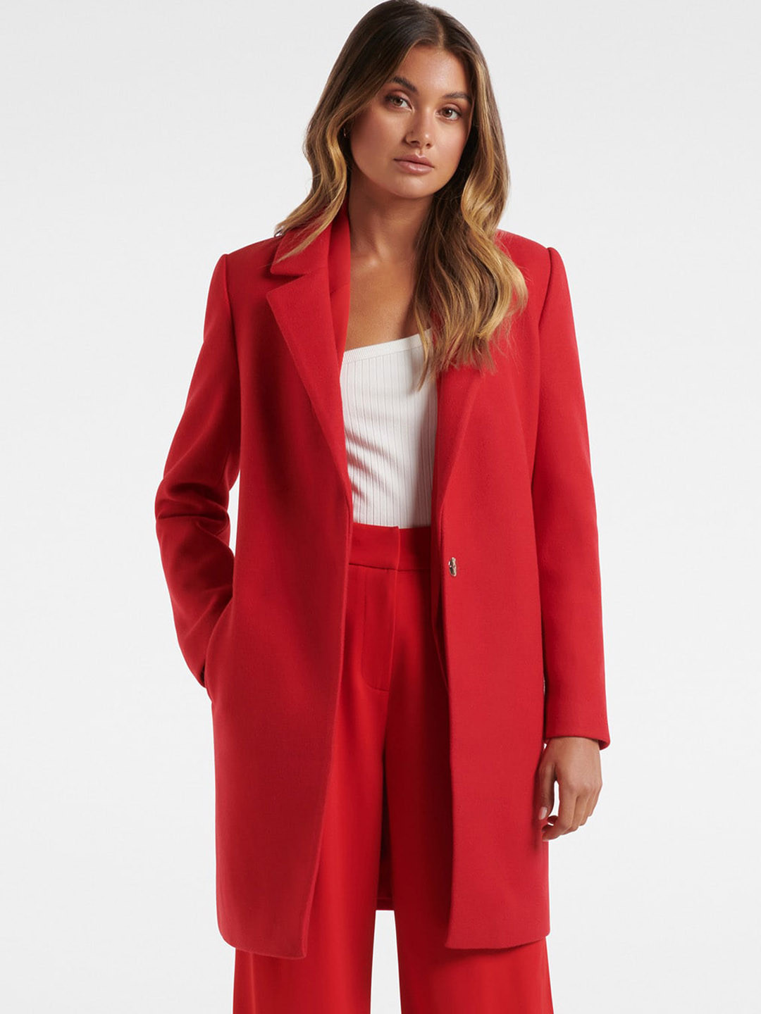 

Forever New Women Solid Over Coat, Red