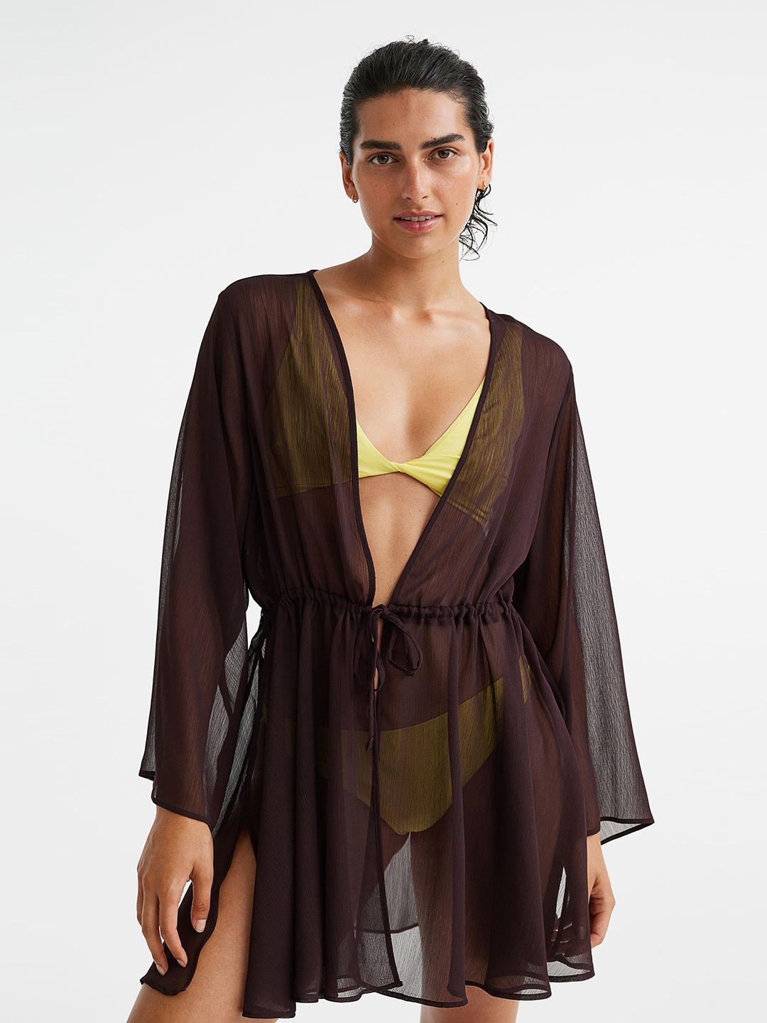 

H&M Women Short Beach Kaftan, Brown