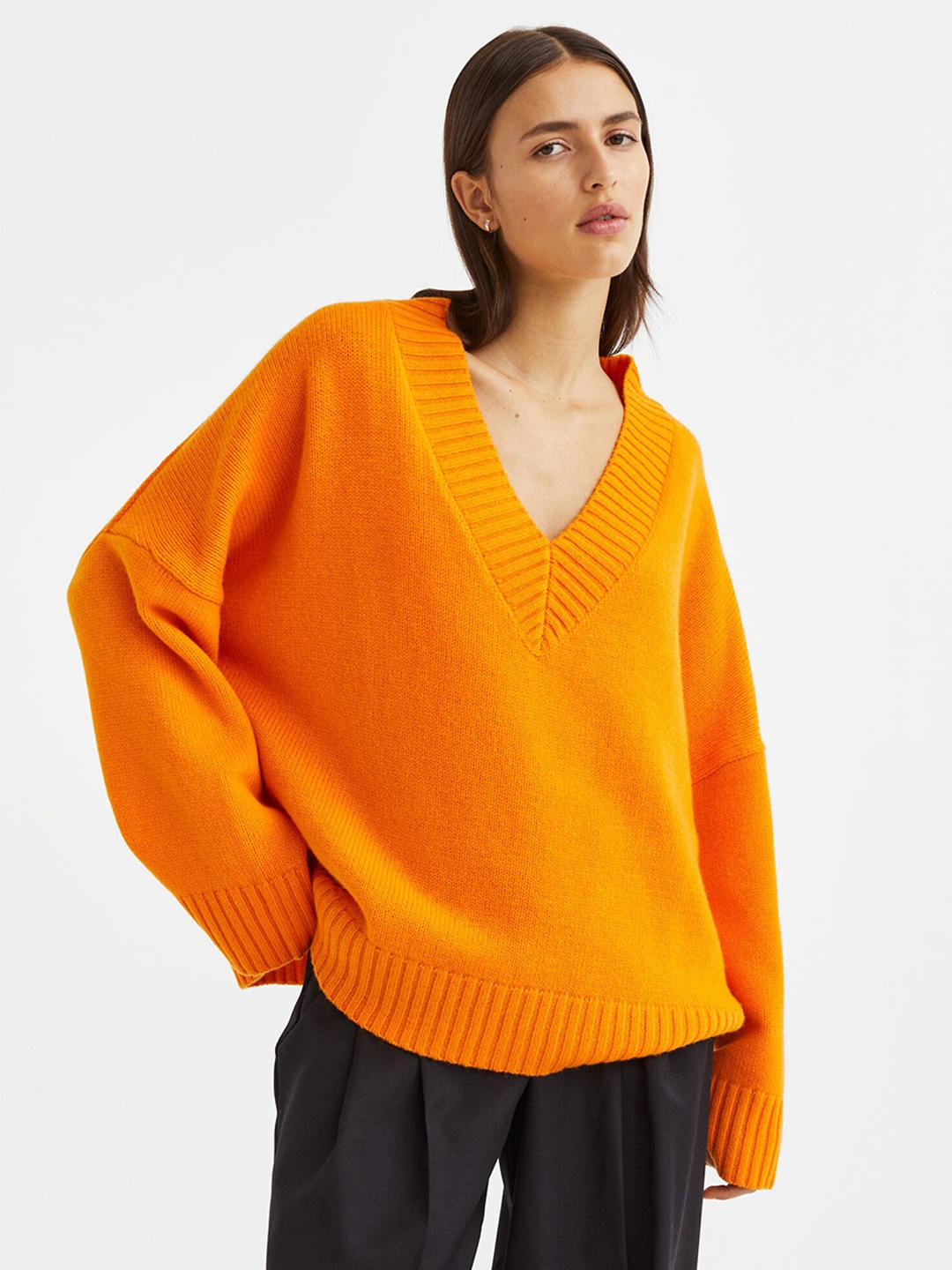 

H&M Women Orange Wool Jumper